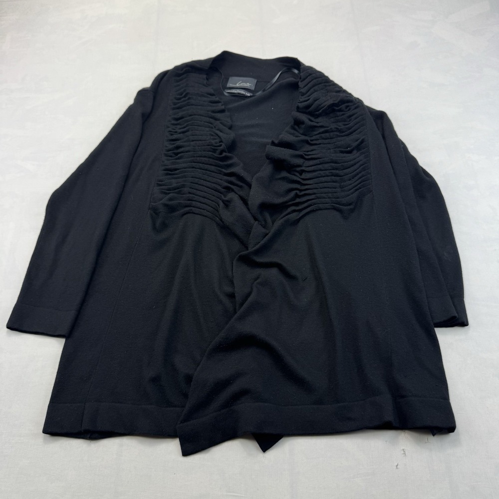 Line Women's Black Ruched Open Front Cardigan Size L Knit Wrap